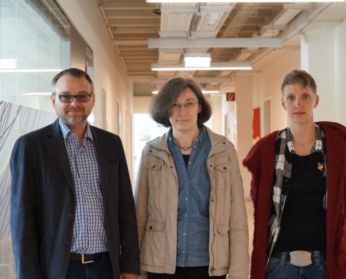 Das Team rund um die Tagung "Zwischen Himmel und Alltag". Ass.Prof. Mag. Dr. Christian Domenig, Ass.-Prof. Dr. Angelika Kemper und Marion Stefanie Güldner