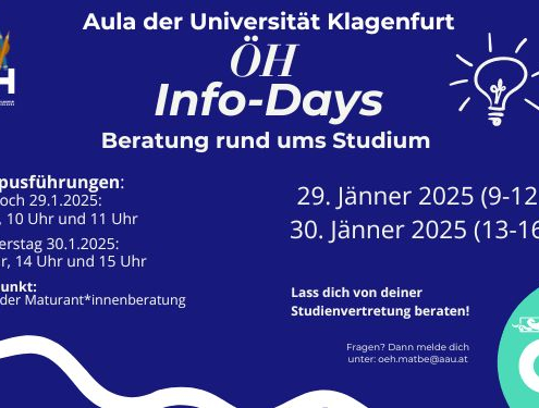 Ankündigung der ÖH Info-Days am 29. und 30. Januar 2025.