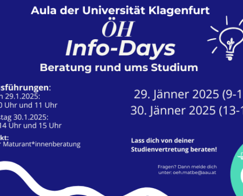 Ankündigung der ÖH Info-Days am 29. und 30. Januar 2025.